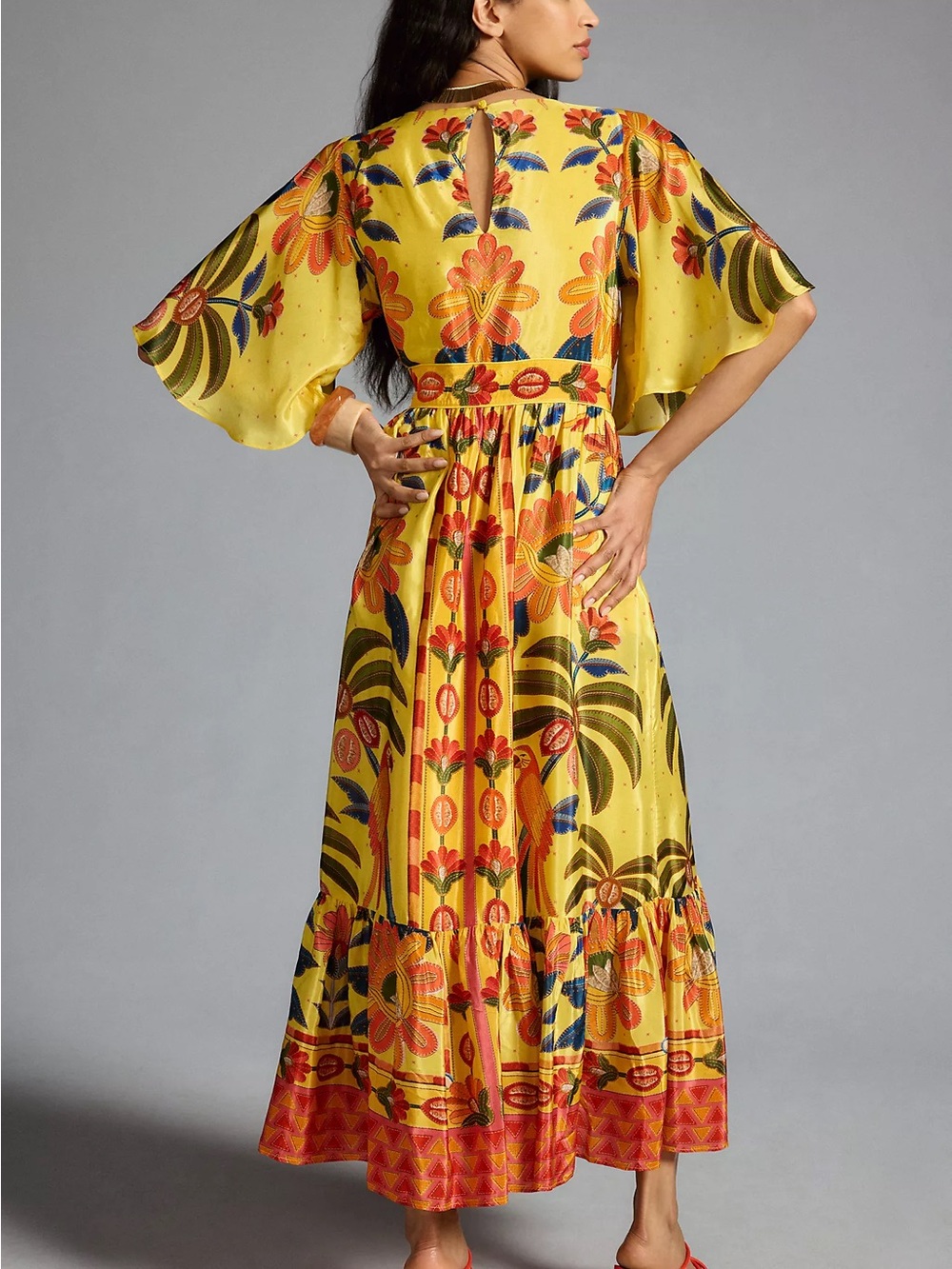 Farm Rio Printed V-Neck Ruffle-Hem Dress - Picture 2 of 7